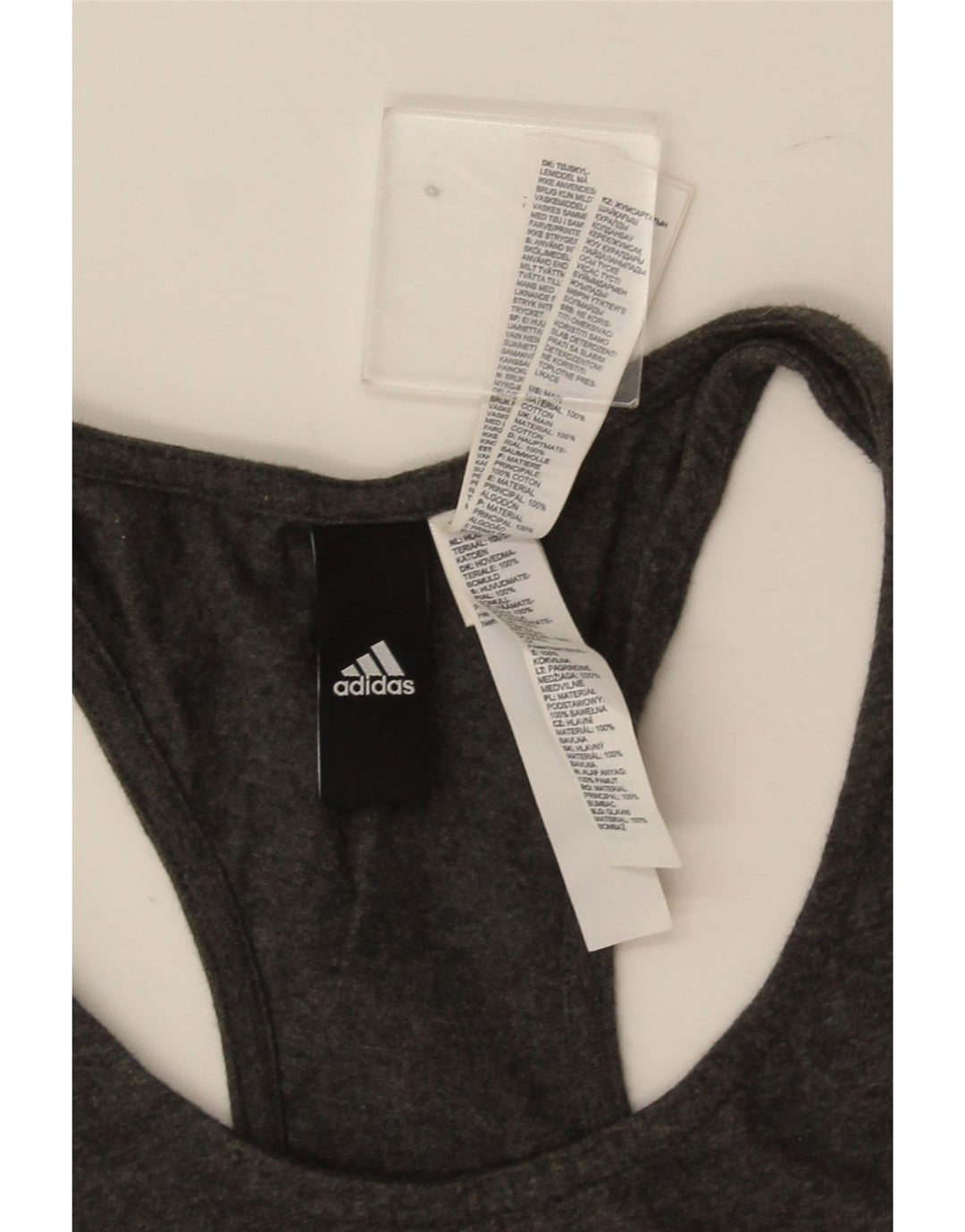 Adidas Mujer Gráfico Chaleco Top Reino Unido 12/14 Algodón Gris Medio