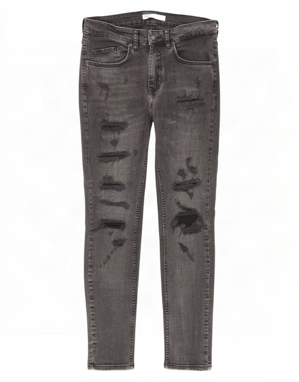 Zara Jeans ajustados desgastados para hombre EU 40 Medium W31 L29 Algodón gris