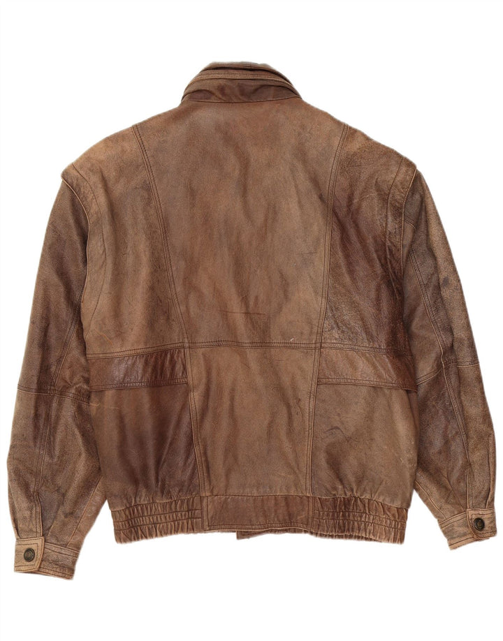 Chaqueta de cuero vintage para hombre IT 48 cuero marrón medio
