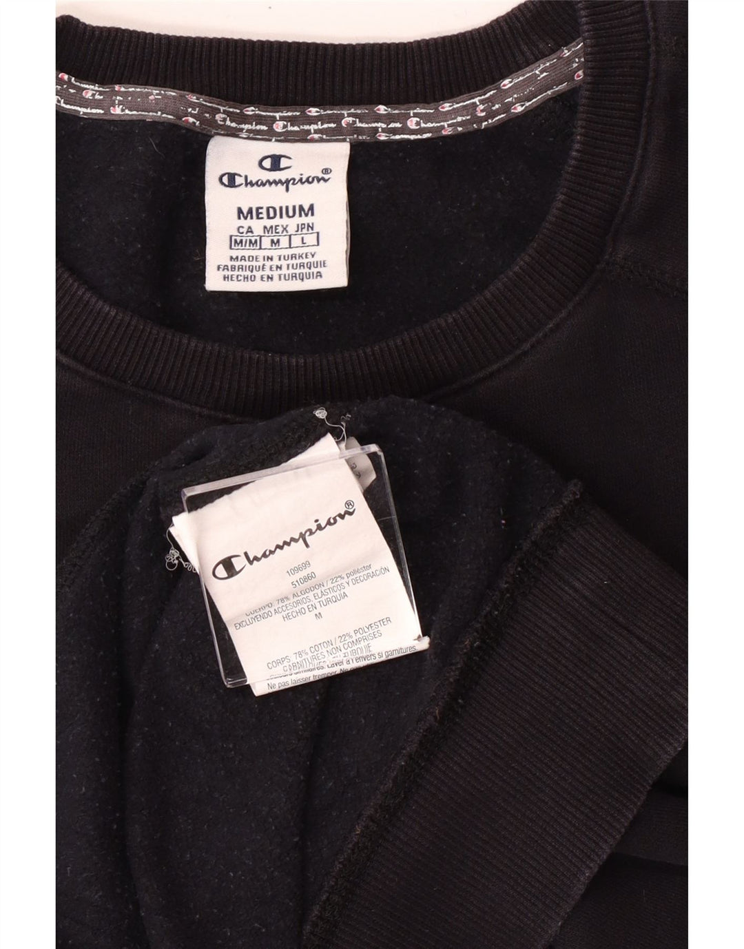 CHAMPION Sudadera gráfica para mujer Jumper UK 14 Medium Black Cotton