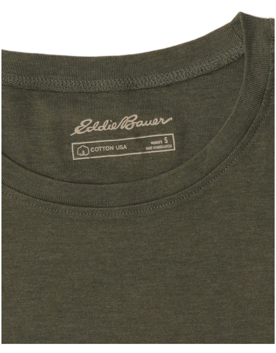 EDDIE BAUER Camiseta para mujer Top UK 10 Small Khaki Cotton