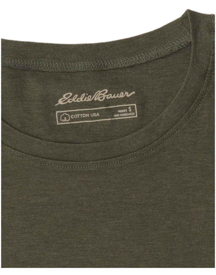 EDDIE BAUER Camiseta para mujer Top UK 10 Small Khaki Cotton