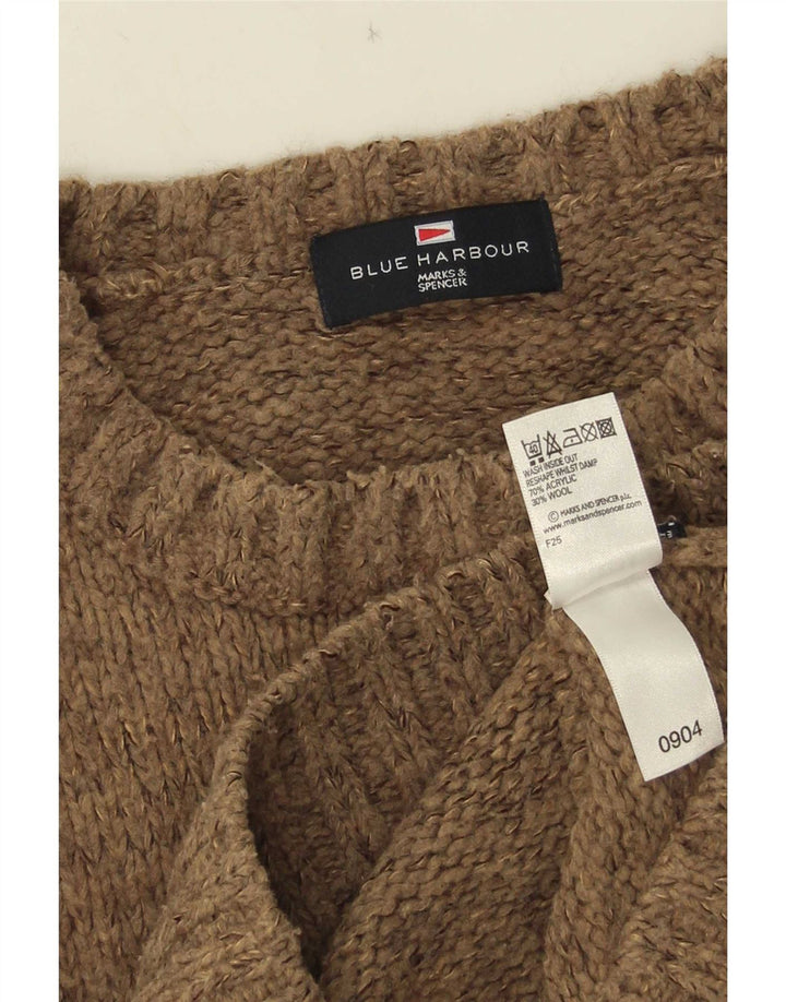 Marks & Spencer - Jersey de cuello redondo para hombre, color azul, talla grande, color marrón
