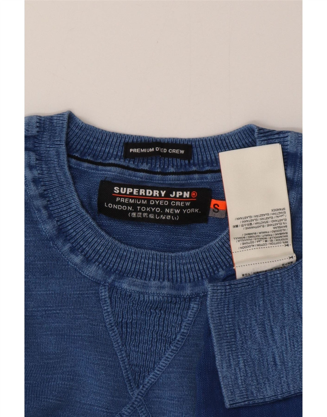 SUPERDRY Suéter tipo jersey con cuello redondo para mujer UK 10 Small Blue Cotton