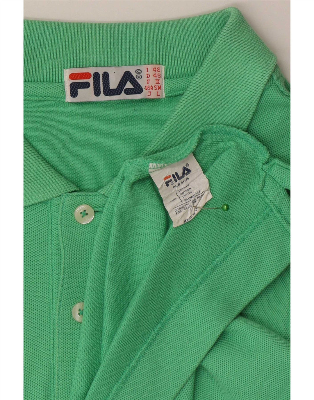 Polo Fila Hombre IT 48 Algodón Verde Medio