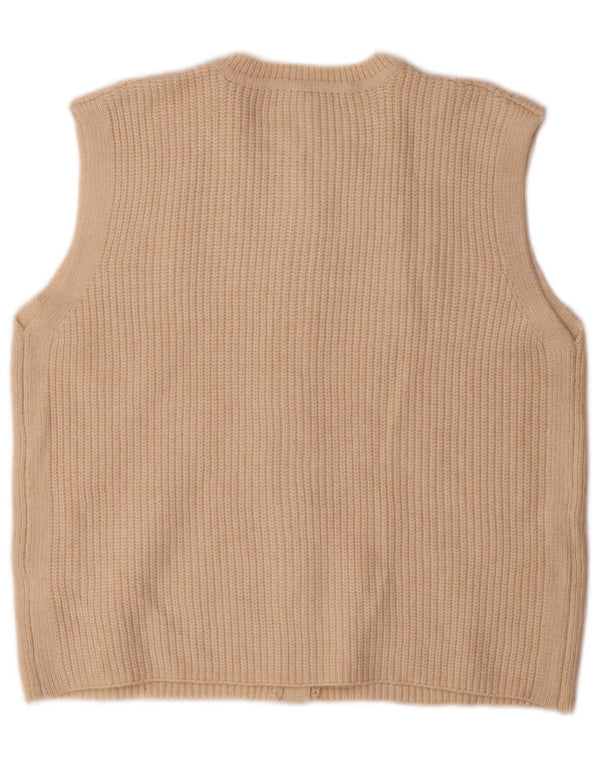 Marks & Spencer Suéter tipo cárdigan sin mangas para mujer UK 44 Medium Beige