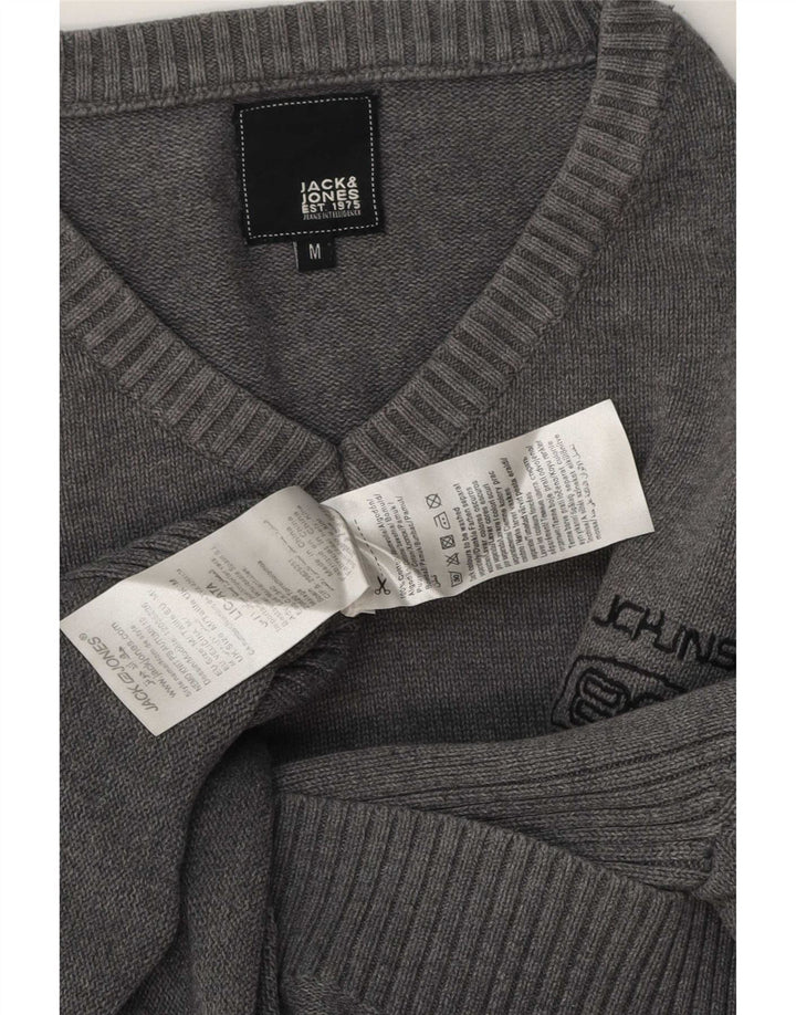 Jersey Jack & Jones Hombre con Cuello en V de Algodón Gris Medio