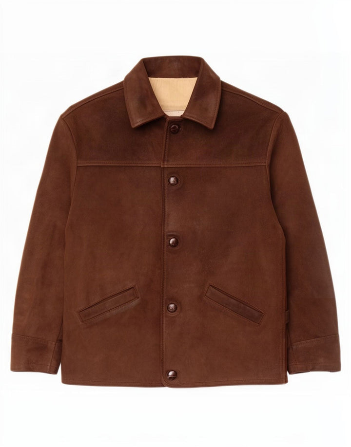 Chaqueta legendaria 1957 Chaqueta de cuero para hombre UK 40 Grande Marrón