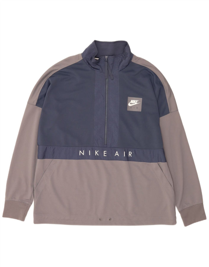 Nike Hombre Gráfico Zip Neck Sudadera Jumper XL Gris Colorblock Poliéster
