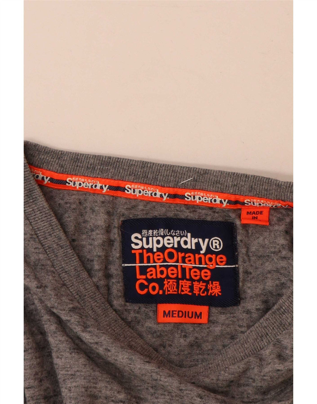 Superdry Camiseta para hombre Top de algodón moteado en gris medio