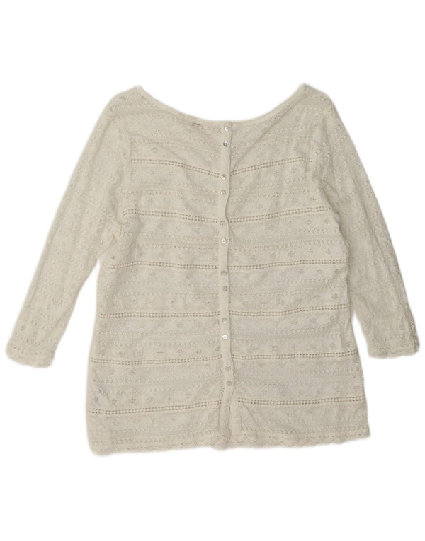 Blusa camisera transparente para mujer Fat Face UK 42 Algodón blanco mediano