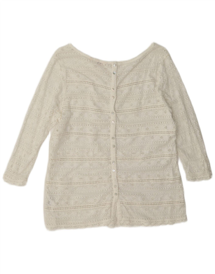 Blusa camisera transparente para mujer Fat Face UK 42 Algodón blanco mediano