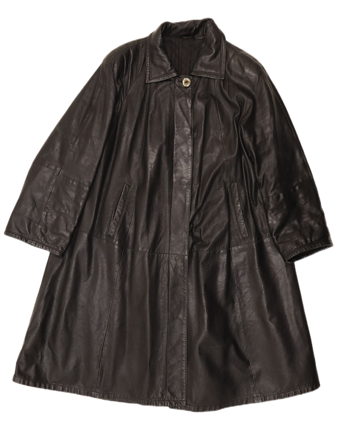 Abrigo de cuero vintage para mujer IT 42 Cuero negro medio