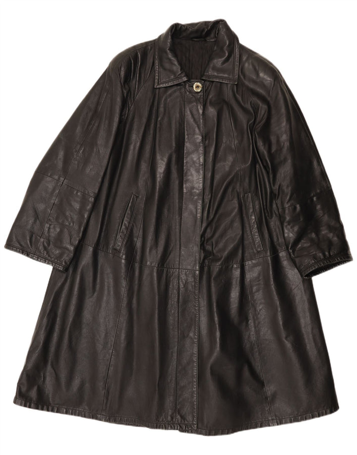 Abrigo de cuero vintage para mujer IT 42 Cuero negro medio