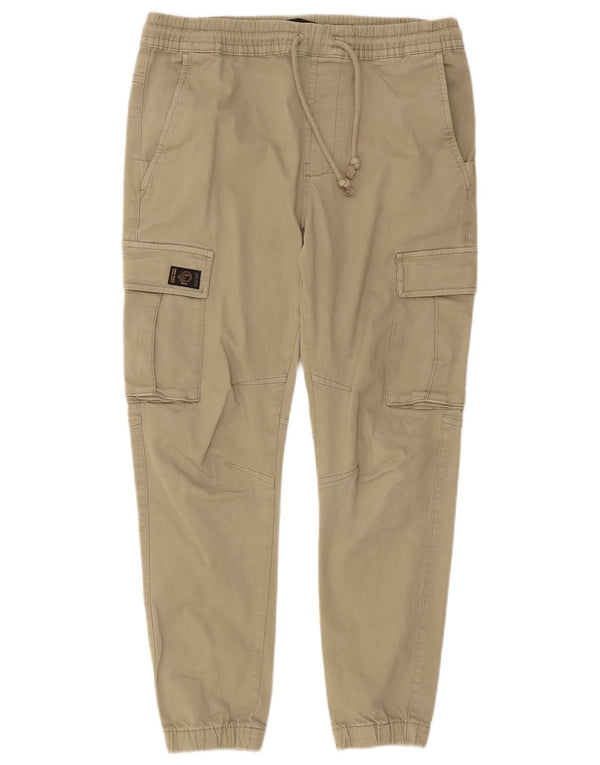 Zara Hombre Joggers Pantalones Cargo Medianos W31 L27 Algodón Caqui