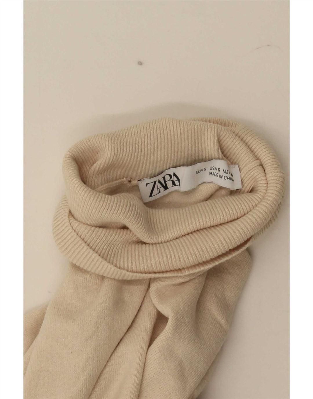 Zara Mujer Roll Neck Jumper Sweater UK 10 Small Beige