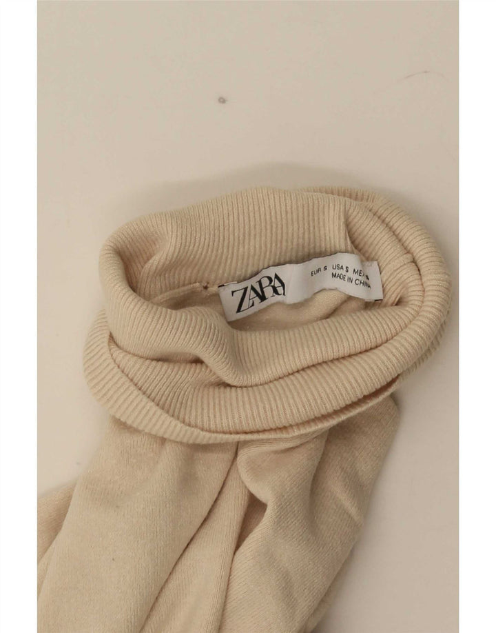 Zara Mujer Roll Neck Jumper Sweater UK 10 Small Beige