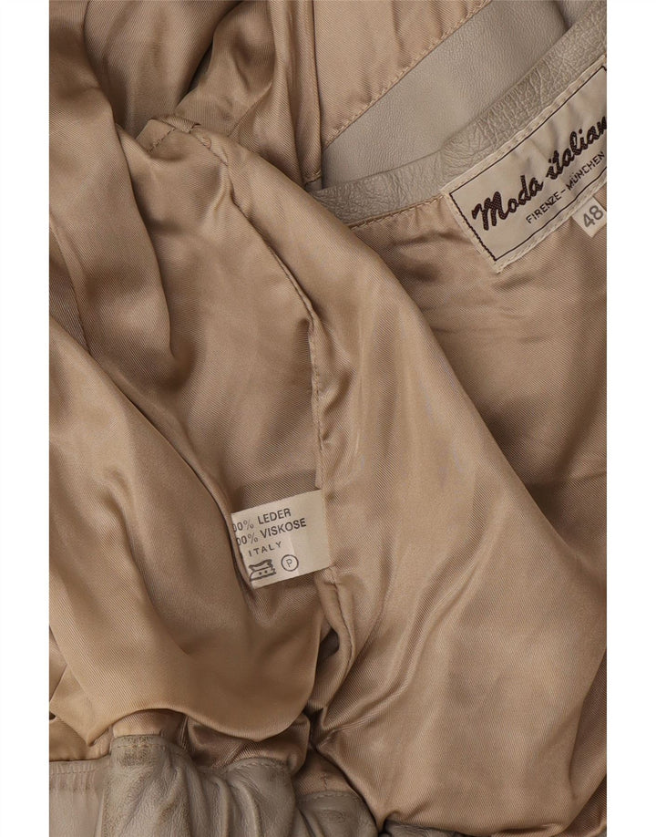 Moda Italiana Chaqueta de cuero para hombre IT 48 Cuero beige medio