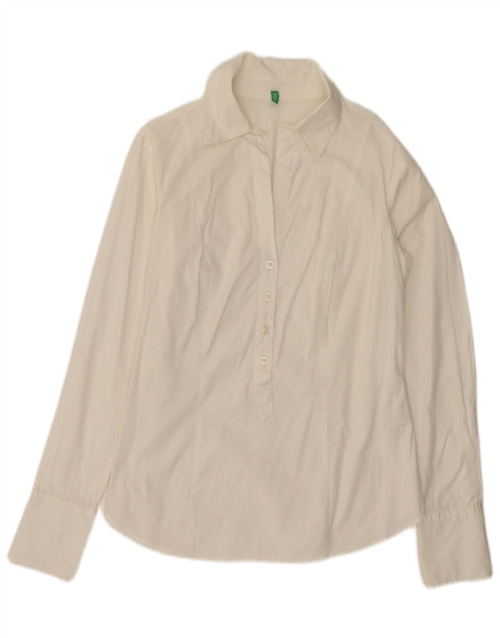 Benetton Jersey De Mujer UK 40 Small Blanco Algodón