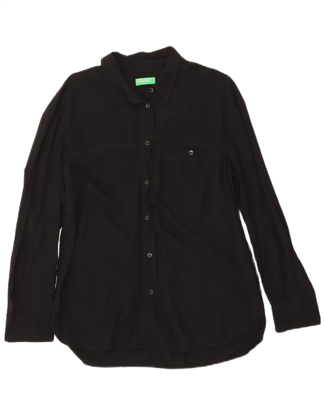 Camisa Benetton Mujer UK 46 Large Viscosa Negra