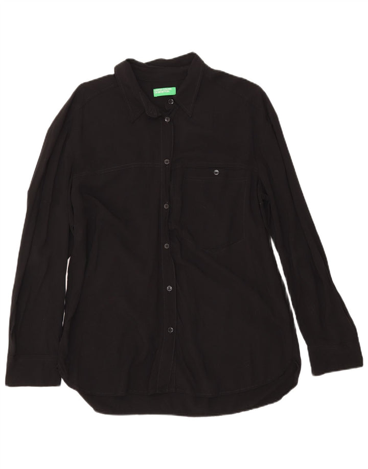 Camisa Benetton Mujer UK 46 Large Viscosa Negra