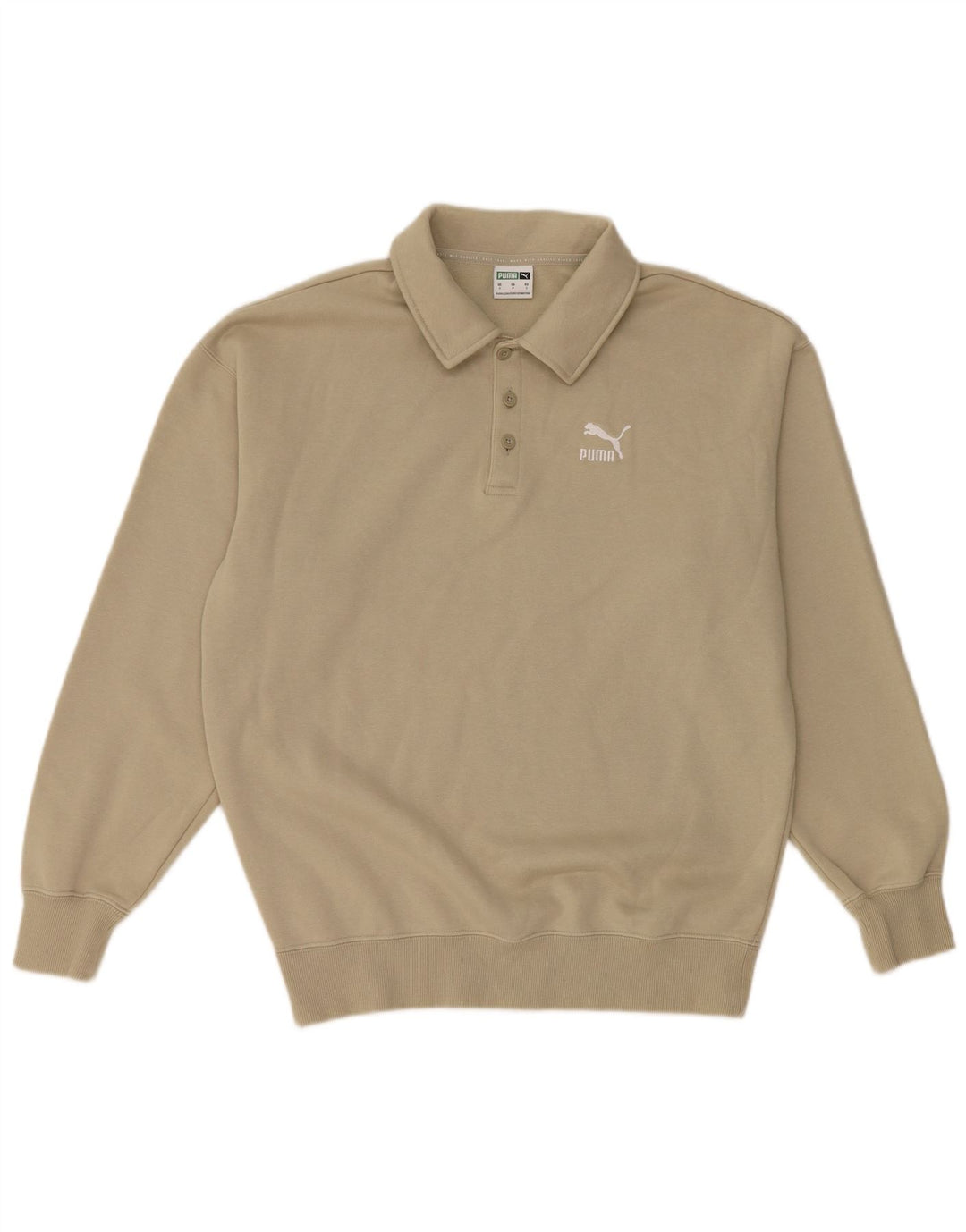 Puma Hombre Polo Neck Sudadera Jumper Pequeño Algodón Verde