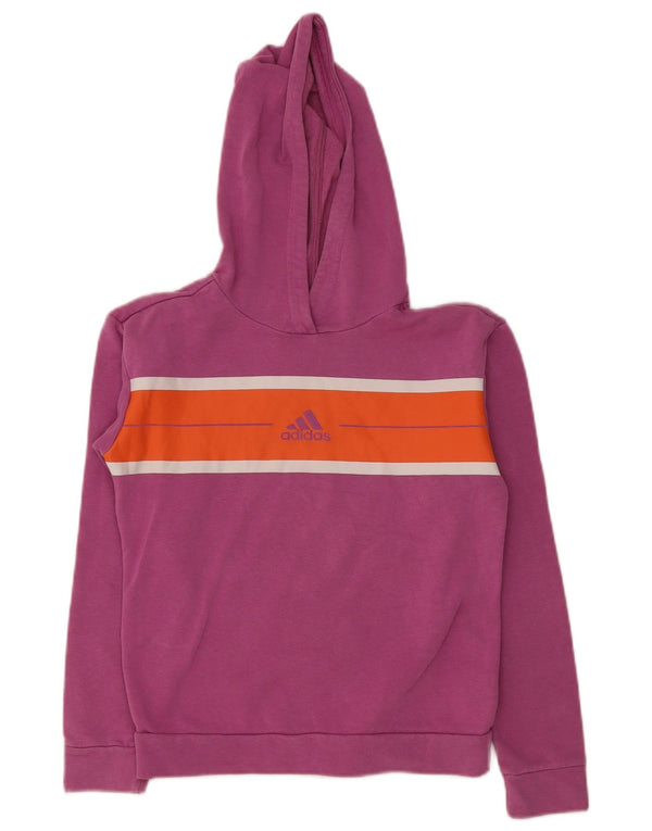 Adidas - Jersey con capucha para niña, corte regular, algodón color block rosa, 11-12 años