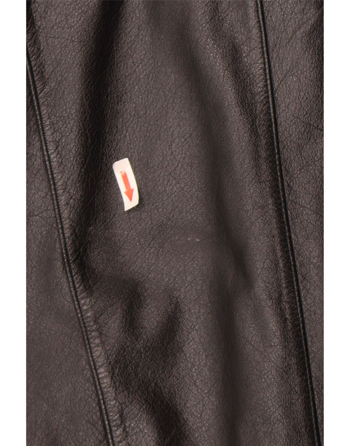Vintage mujer chaqueta de cuero militar Reino Unido 12 cuero negro medio