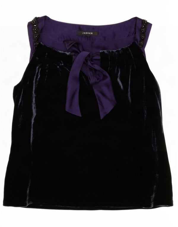 Jaeger Blusa de Terciopelo sin Mangas para Mujer UK 40 Medio Azul Marino