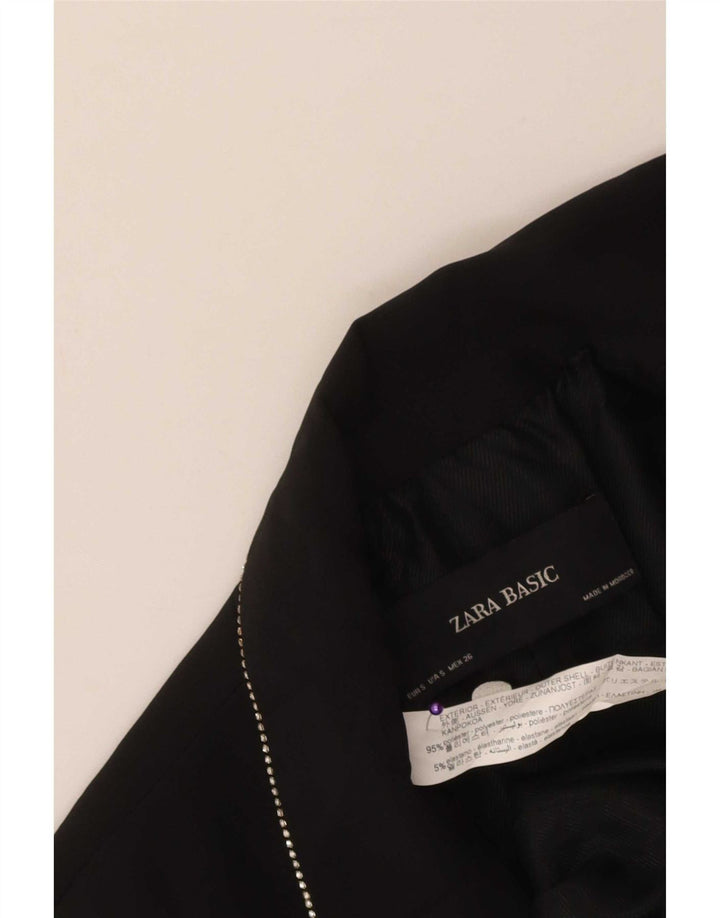 Zara Mujer Abrigo Sin Mangas UK 10 Small Poliéster Negro
