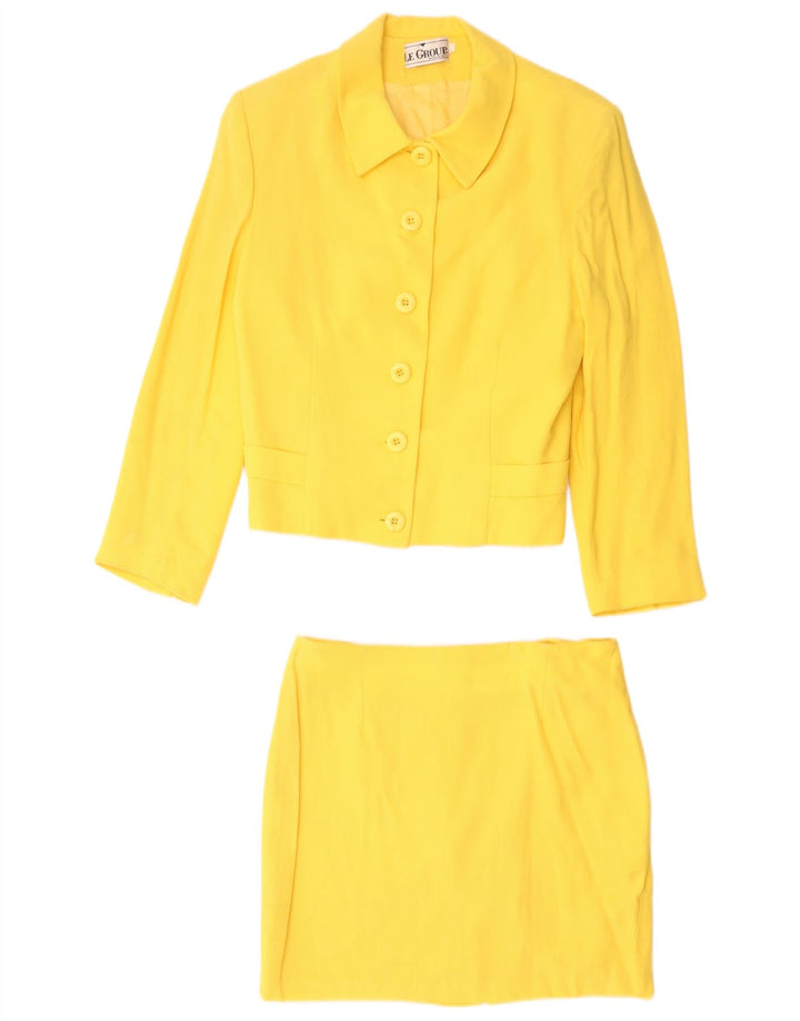 Le Group Conjunto de falda de 2 piezas con 6 botones para mujer UK 12 Medium W28 Lana amarilla