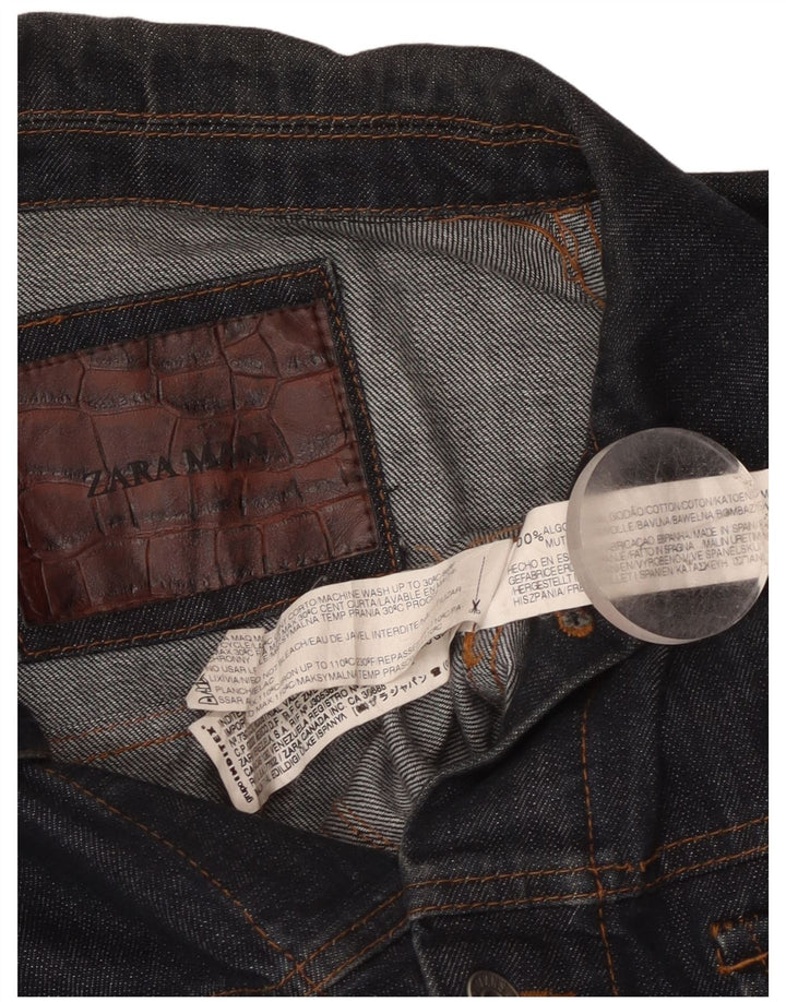 Zara Chaqueta vaquera para hombre UK 36 Small Azul marino Algodón