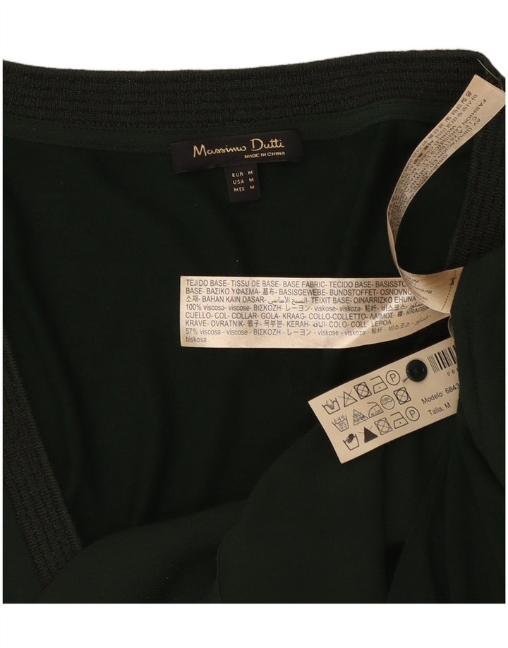 Massimo Dutti Blusa Manga Larga Mujer UK 44 Viscosa Verde Medio