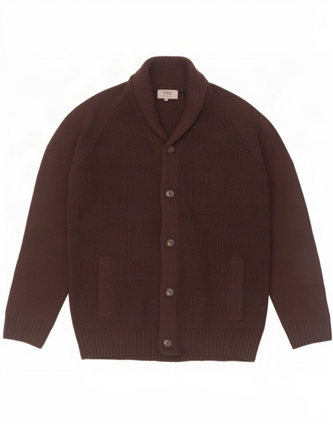 Marks & Spencer Suéter tipo cárdigan para hombre, tamaño grande, acrílico marrón