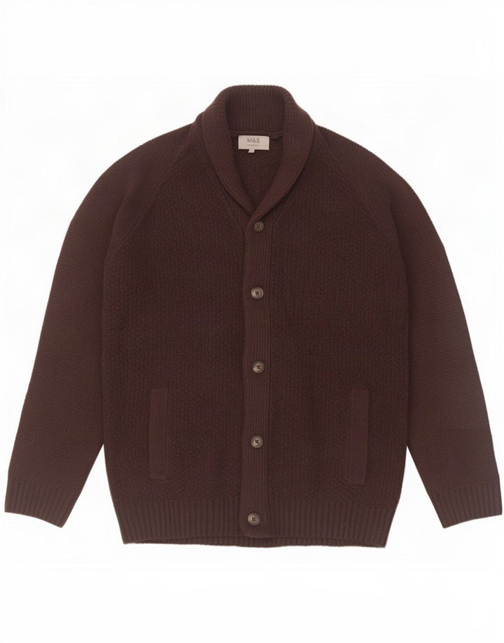 Marks & Spencer Suéter tipo cárdigan para hombre, tamaño grande, acrílico marrón