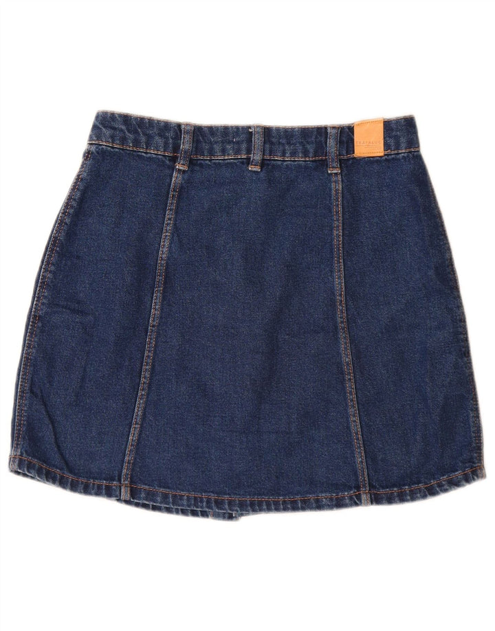 Zara Mujer Mini Falda Vaquera Pequeña W26 Algodón Azul