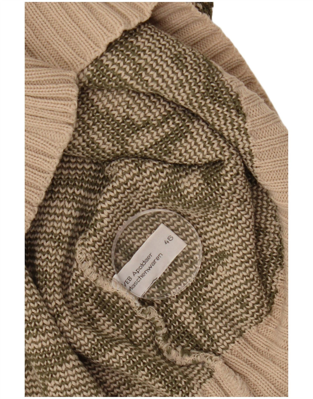 VINTAGE Mujer Barco Cuello Jersey Jersey IT 46 Grande Beige Geométrico