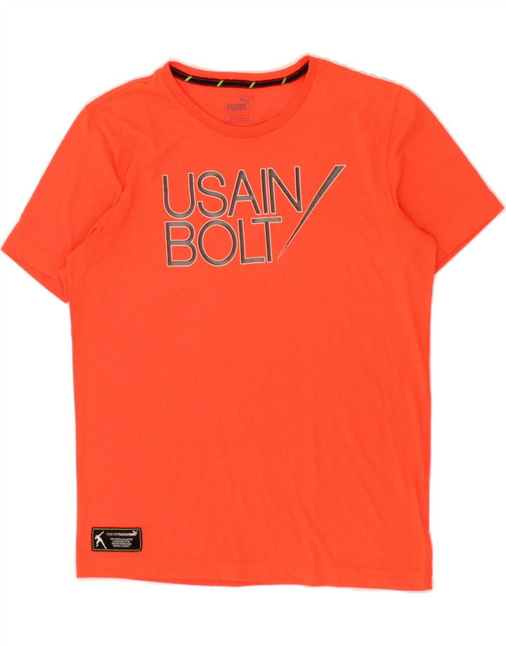 PUMA Mens Graphic T-Shirt Top Small Orange Polyester Vintage Puma and Second-Hand Puma from Messina Hembry 