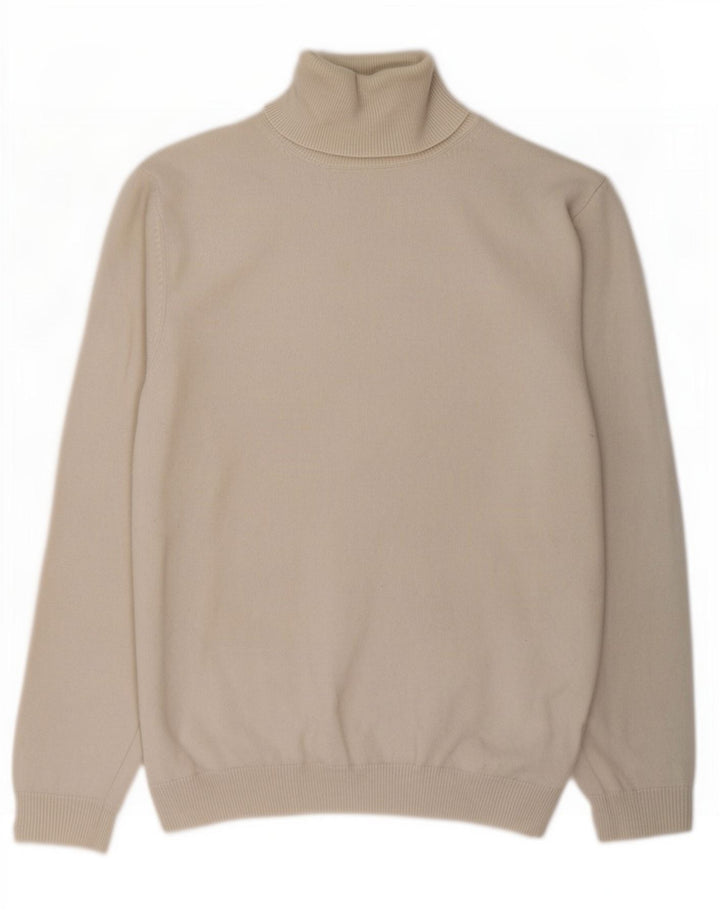 Massimo Dutti Jersey de cuello vuelto para mujer UK 46 Large Beige Wool
