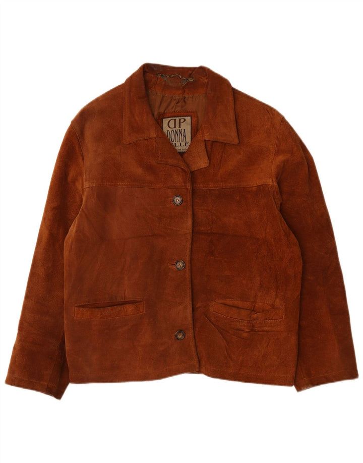 Vintage mujer ante chaqueta EU 48 2XL cuero marrón