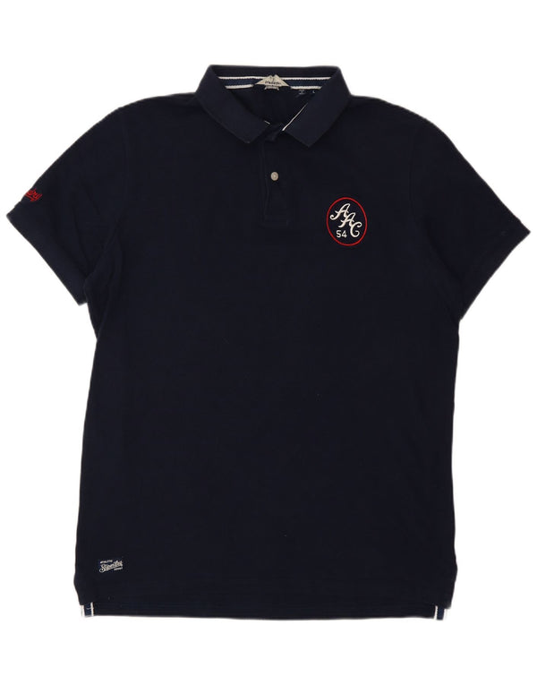 SUPERDRY Polo para hombre grande de algodón azul marino