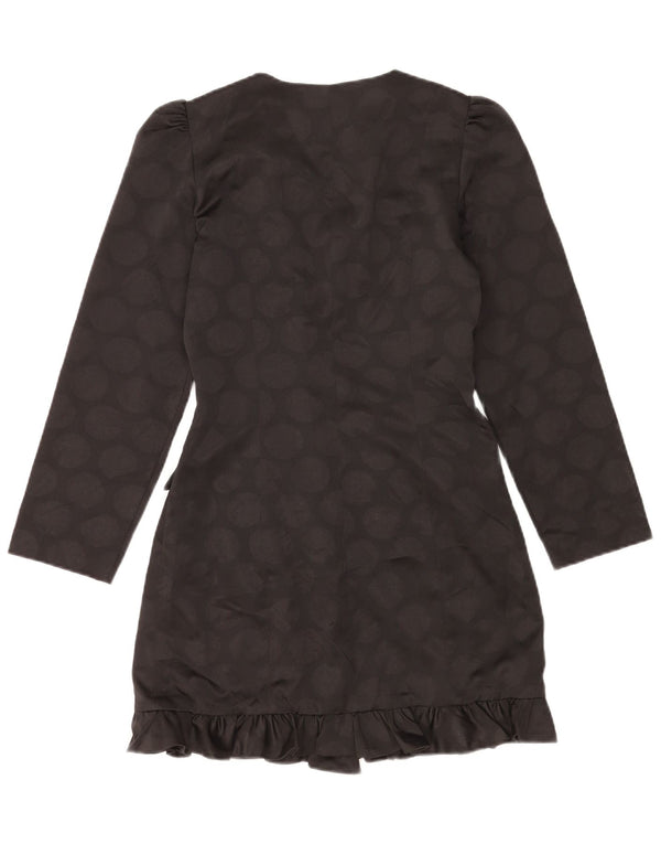 Zara Chaqueta Blazer De Doble Botonadura para Mujer UK 10 Small Black Geométrico