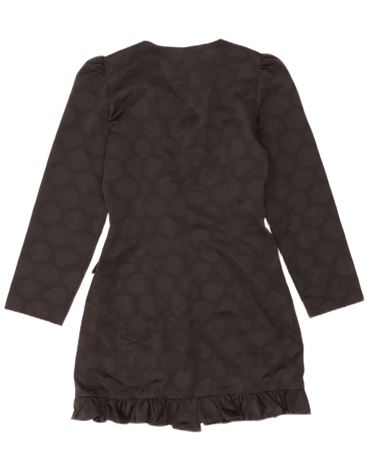 Zara Chaqueta Blazer De Doble Botonadura para Mujer UK 10 Small Black Geométrico