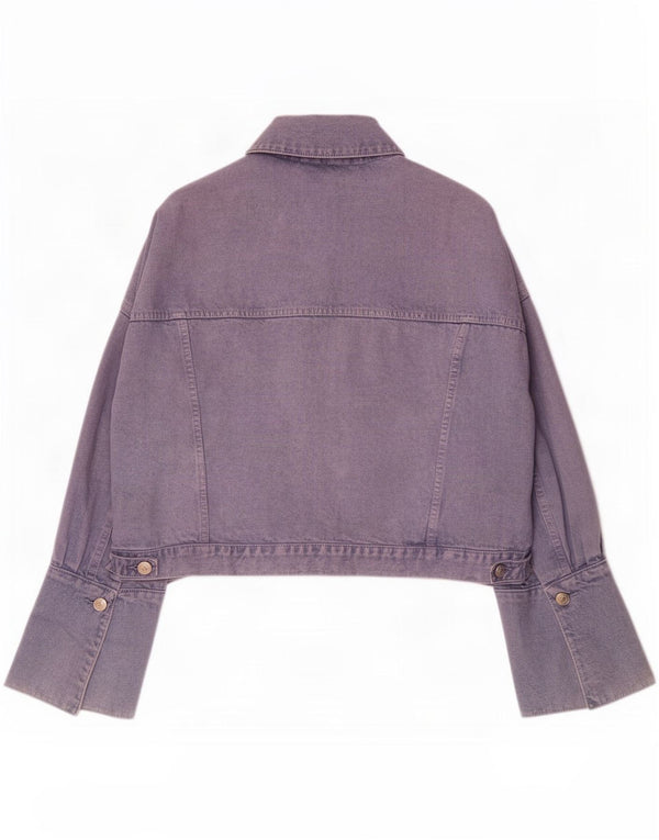 Zara Mujer Chaqueta Vaquera Extragrande UK 44 Algodón Púrpura Mediano