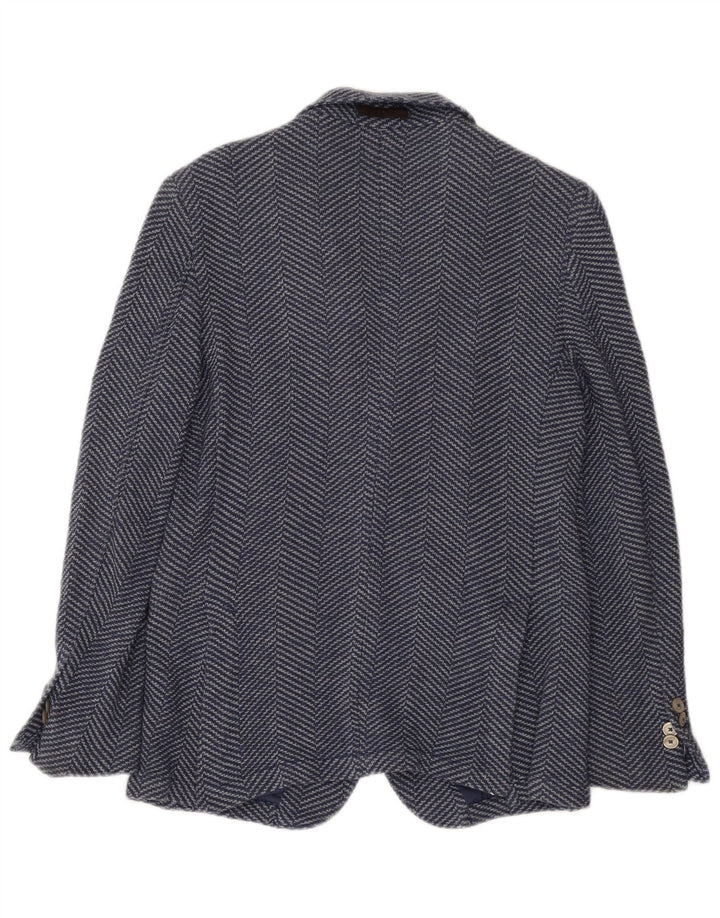 Massimo Dutti Chaqueta Blazer De Punto De 2 Botones Para Hombre EU 46 Small Blue Herringbone