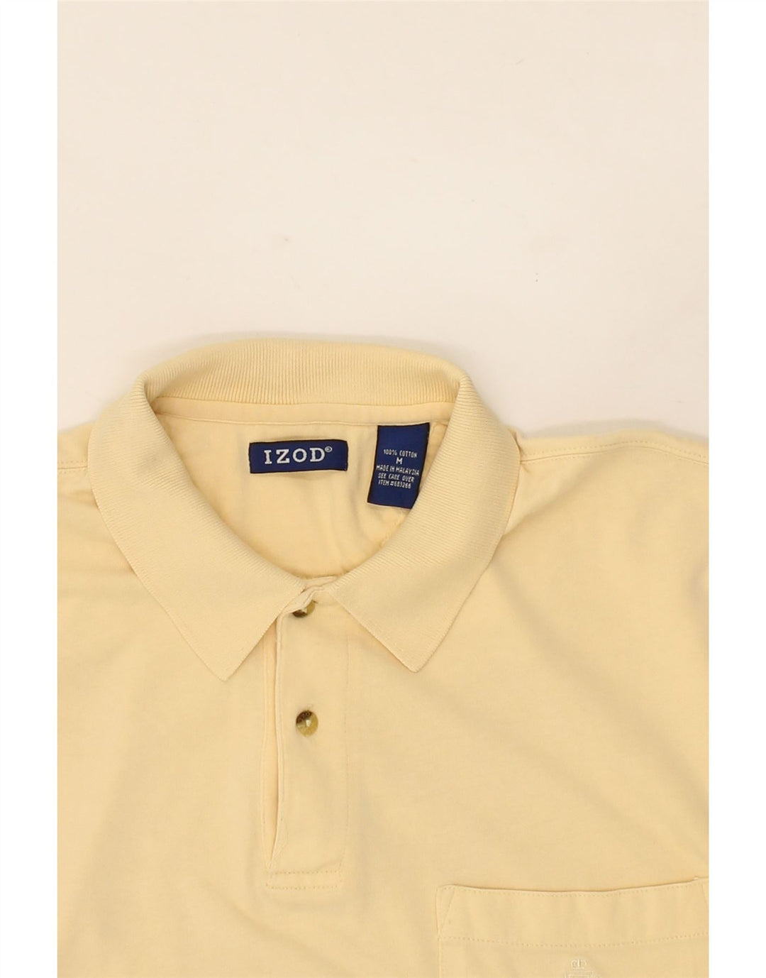 IZOD Mens Polo Shirt Medium Beige Chevron Cotton Vintage Izod and Second-Hand Izod from Messina Hembry 