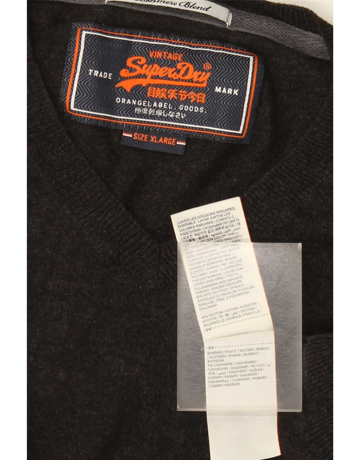 Superdry Jersey con cuello en V para hombre XL Gris Algodón