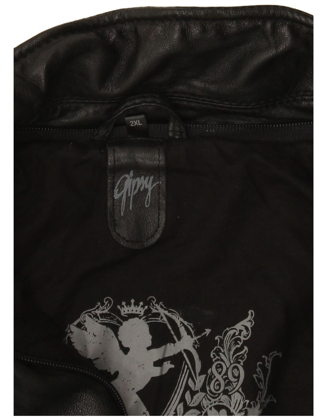 Chaqueta motera de cuero para mujer Gipsy UK 20 2XL Negro