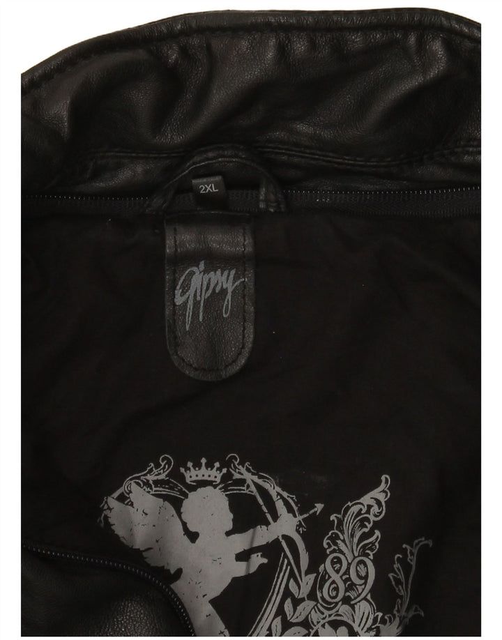 Chaqueta motera de cuero para mujer Gipsy UK 20 2XL Negro