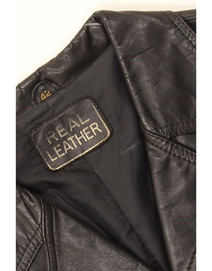 Chaqueta de cuero vintage para mujer IT 42 Medio Negro